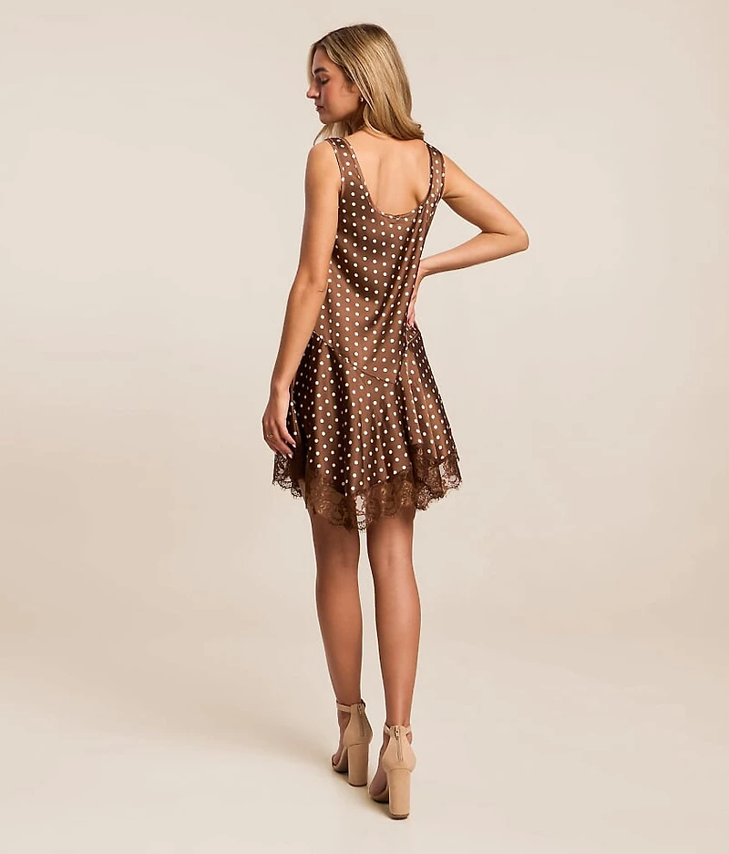 Satin Polka Dot Mini Dress