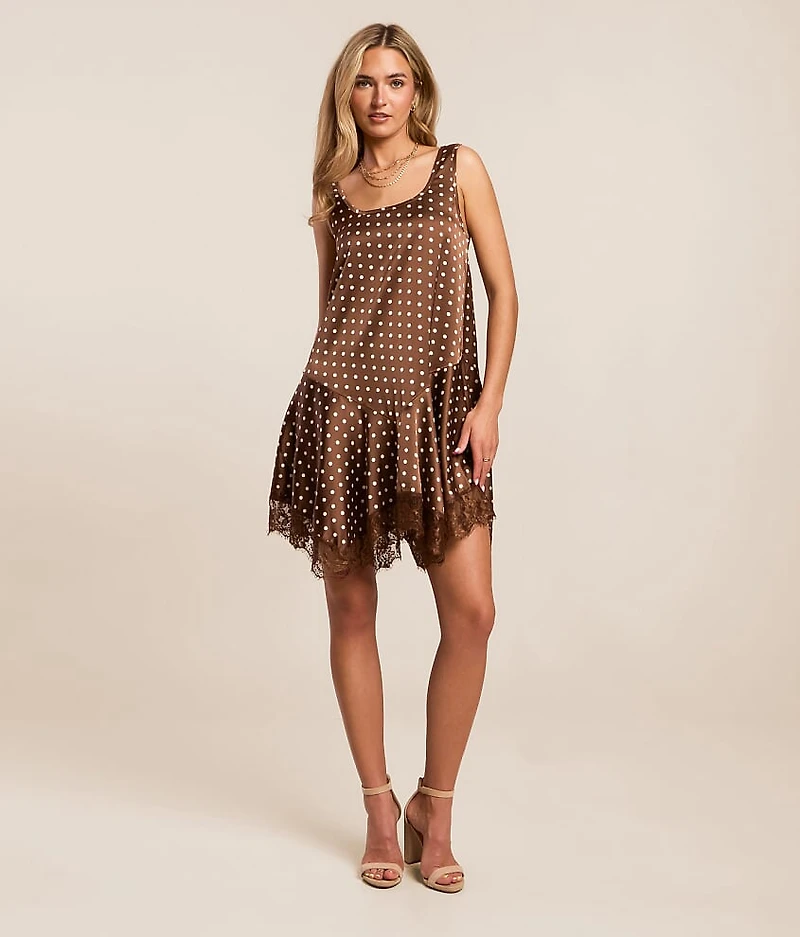 Satin Polka Dot Mini Dress