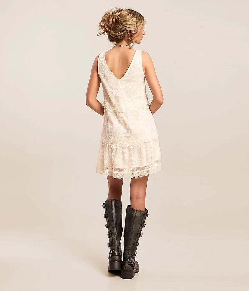 Lace Tiered Mini Dress
