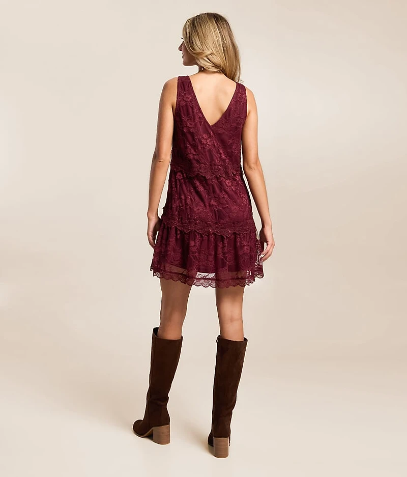 Lace Tiered Mini Dress