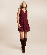 Lace Tiered Mini Dress