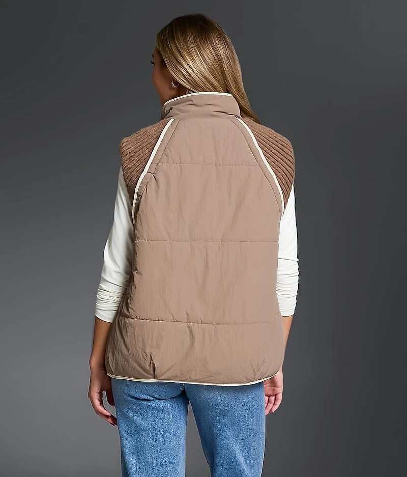 Pieced Sweater Puffer Vest