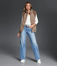 Pieced Sweater Puffer Vest