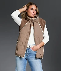 Pieced Sweater Puffer Vest