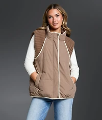 Pieced Sweater Puffer Vest