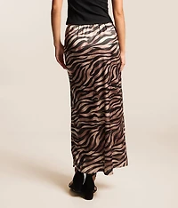 Satin Zebra Maxi Skirt