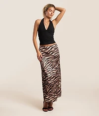 Satin Zebra Maxi Skirt