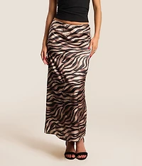 Satin Zebra Maxi Skirt