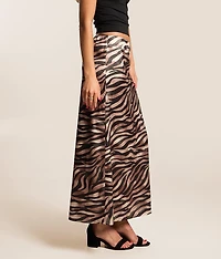 Satin Zebra Maxi Skirt