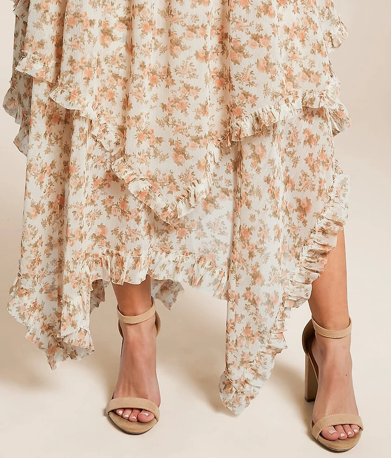 Floral Tiered Midi Skirt