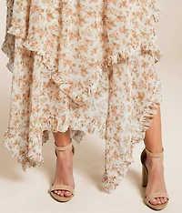 Floral Tiered Midi Skirt