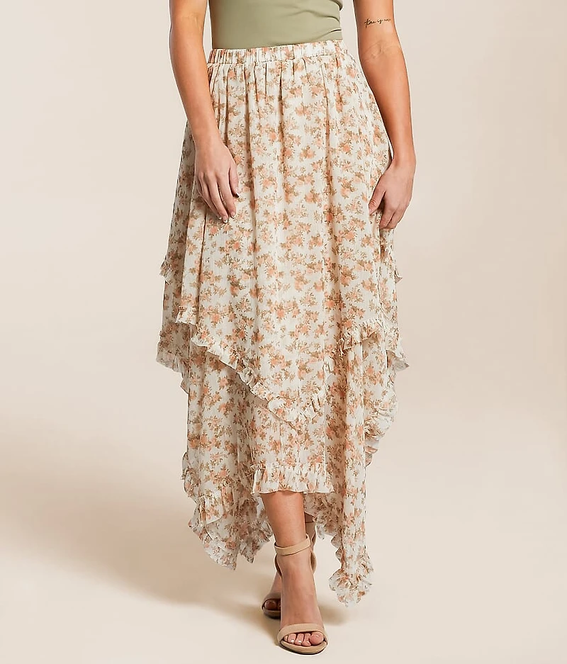 Floral Tiered Midi Skirt