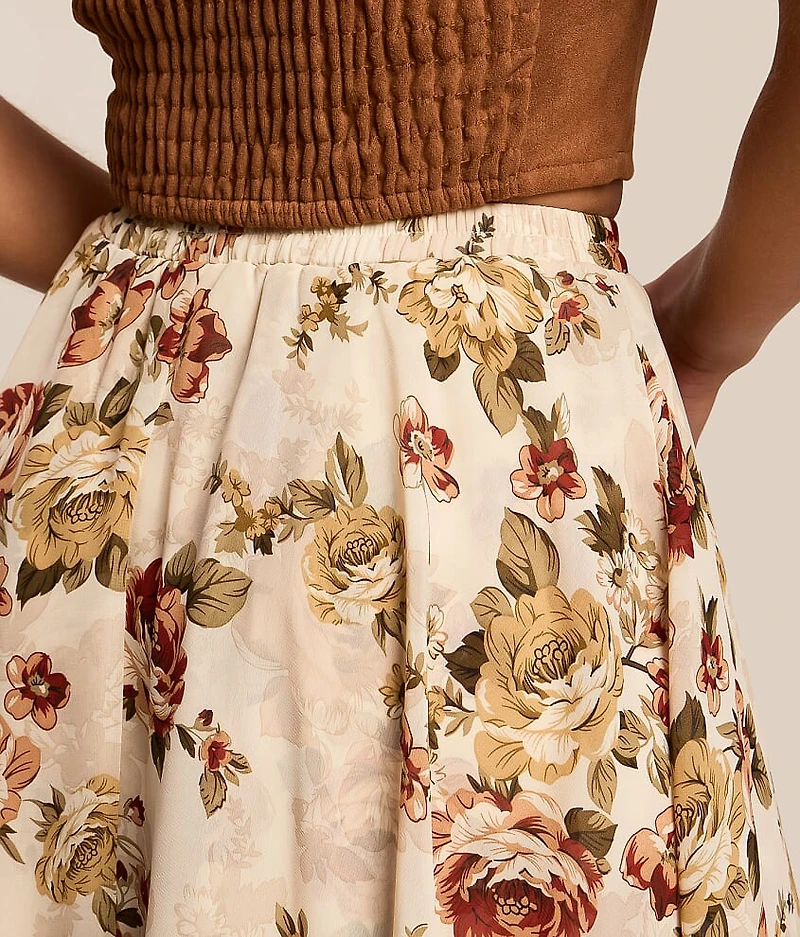 Chiffon Floral Midi Skirt