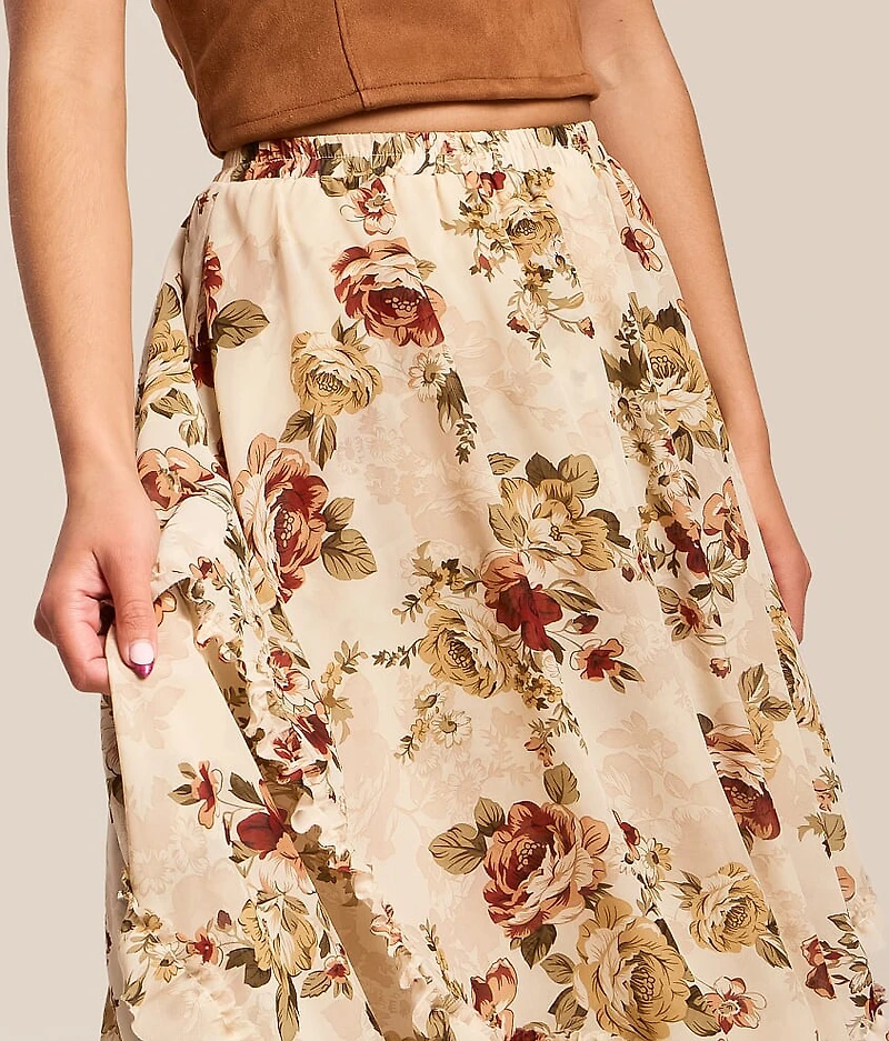 Chiffon Floral Midi Skirt