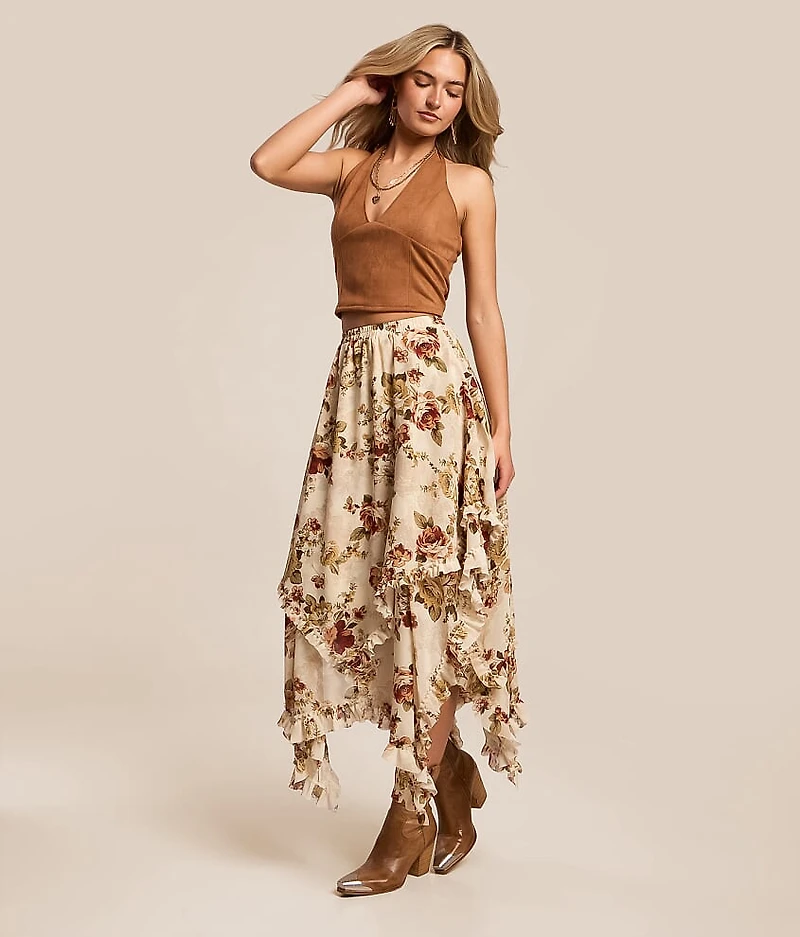 Chiffon Floral Midi Skirt