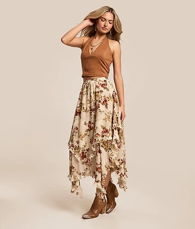 Chiffon Floral Midi Skirt