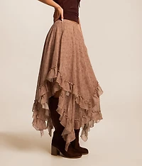 Floral Tiered Chiffon Midi Skirt
