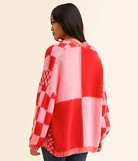 Checkered Cardigan Sweater