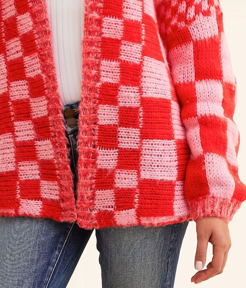 Checkered Cardigan Sweater