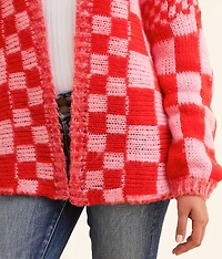 Checkered Cardigan Sweater