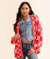 Checkered Cardigan Sweater