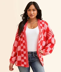 Checkered Cardigan Sweater