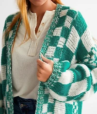 Oversized Checker Cardigan Sweater