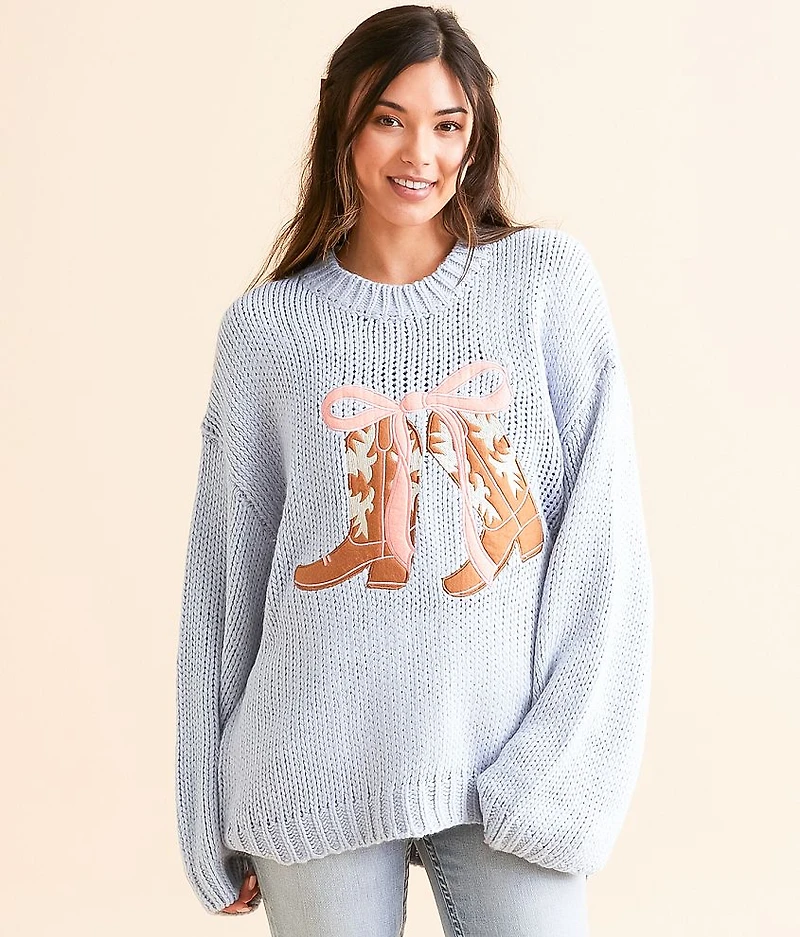 Cowboy Boot Oversized Knit Sweater