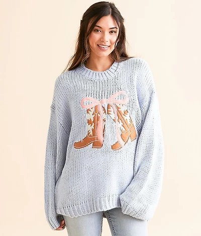 Cowboy Boot Oversized Knit Sweater