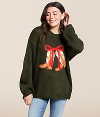 Cowboy Boot Oversized Knit Sweater