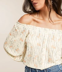 Floral Ruffle Off The Shoulder Top