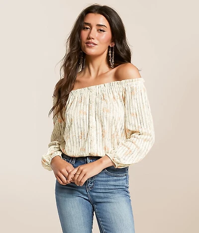 Floral Ruffle Off The Shoulder Top