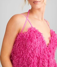 Feather Peplum Tank Top