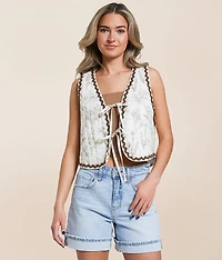 Quilted Floral Print Vest