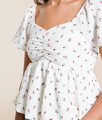 Floral Bubble Peplum Top