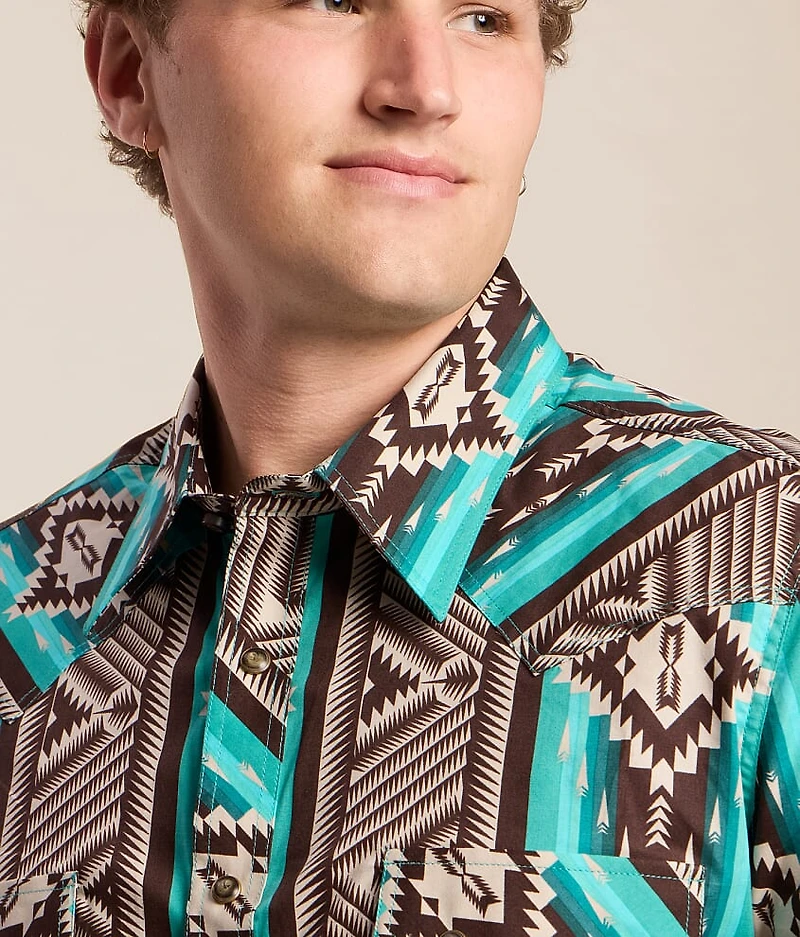 Aztec Print Stretch Shirt