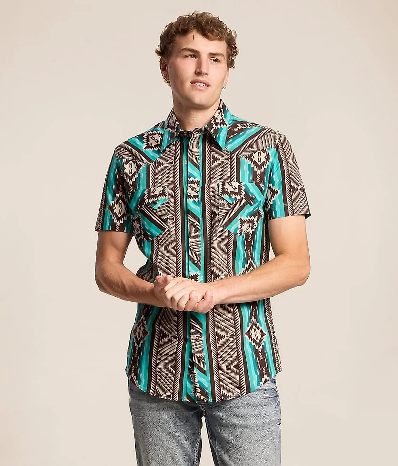 Aztec Print Stretch Shirt