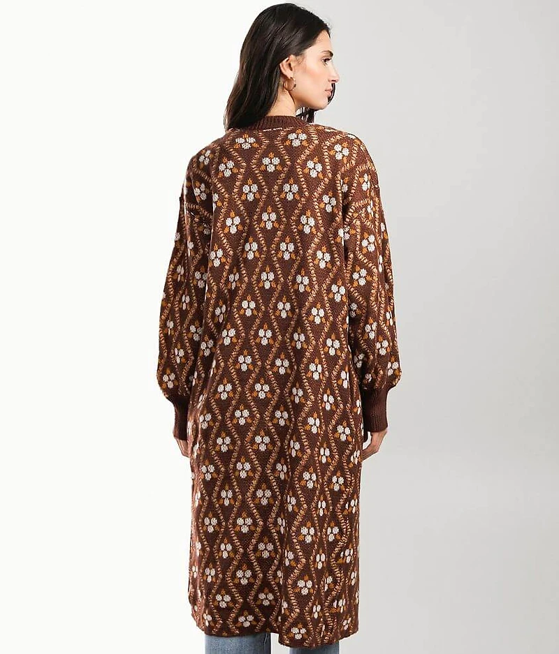 Printed Duster Cardigan Sweater