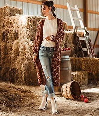 Printed Duster Cardigan Sweater