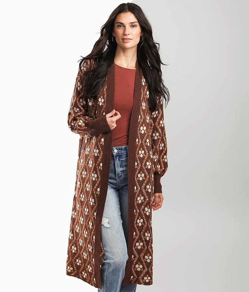 Printed Duster Cardigan Sweater