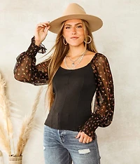 Ribbed Knit Fitted Top