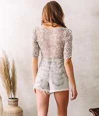 Snake Print Mesh Top