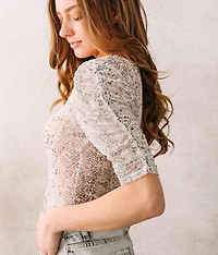 Snake Print Mesh Top