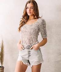 Snake Print Mesh Top