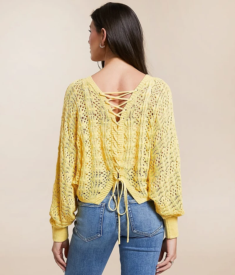 2-Way Pointelle Cropped Sweater
