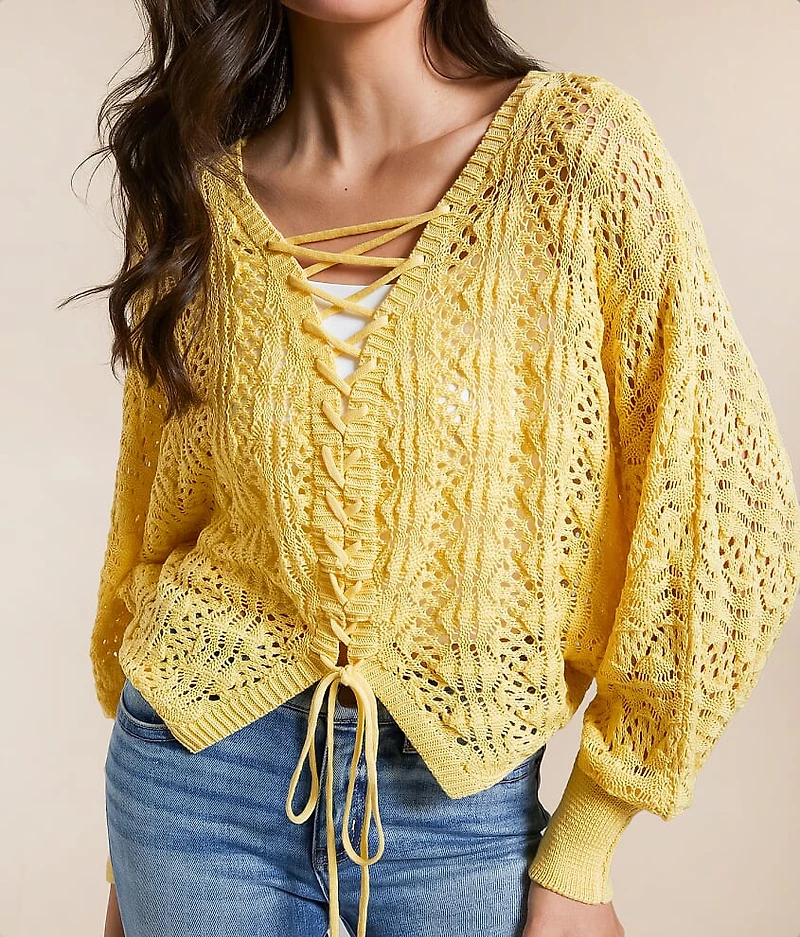 2-Way Pointelle Cropped Sweater