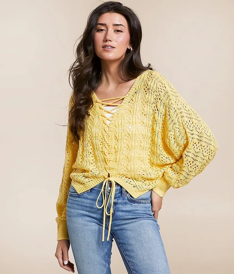 2-Way Pointelle Cropped Sweater