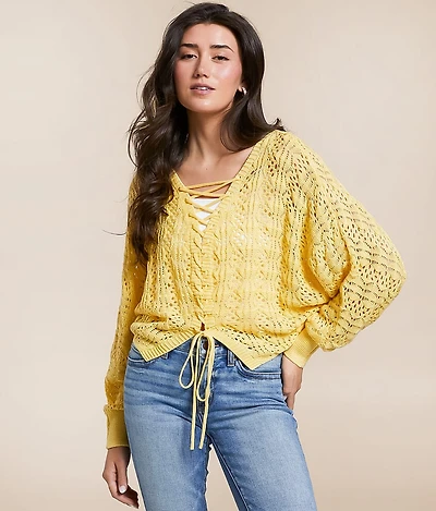 2-Way Pointelle Cropped Sweater