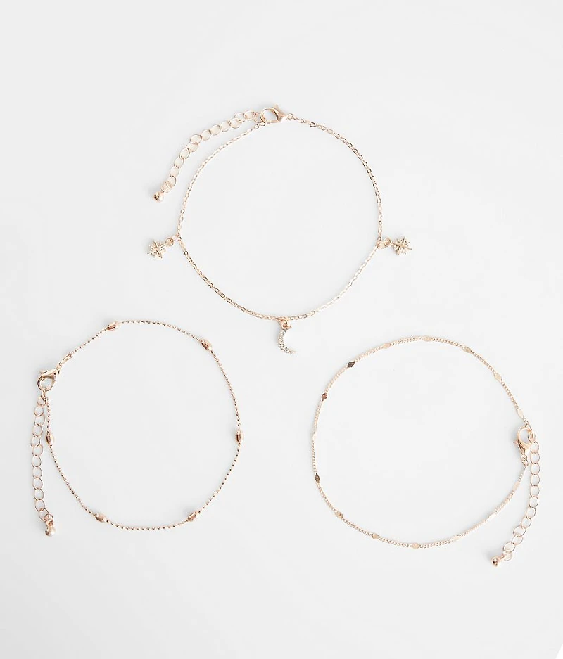 3 Pack Celestial Ankle Bracelet Set