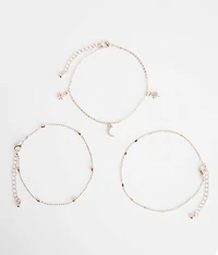 3 Pack Celestial Ankle Bracelet Set